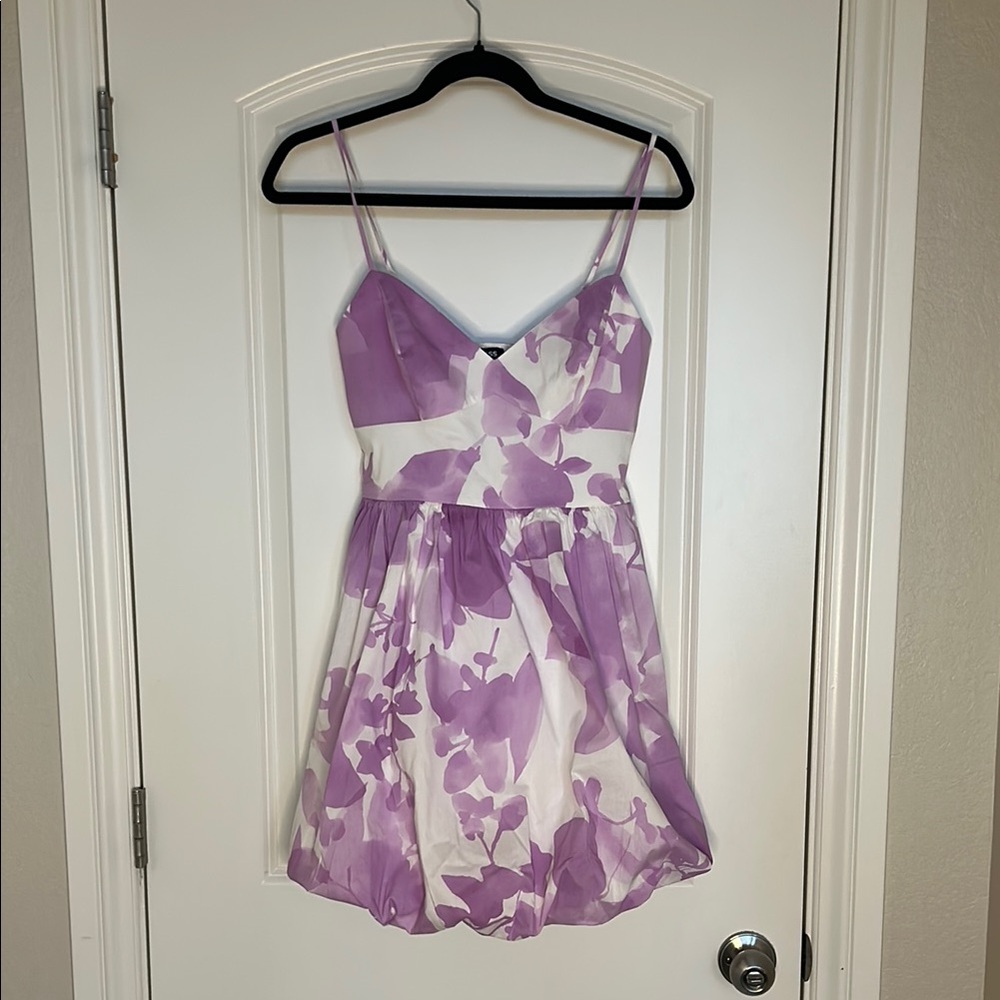 Purple Floral Spaghetti Strap Dress